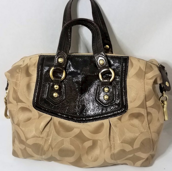 The One Everyone Wants - Coach Madison Audrey Op Art Sateen Satchel in Brown 🤎 - Picture 3 of 7